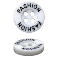 Пуговицы, 11 мм., 4 прокола, белый + черное лого Fashion